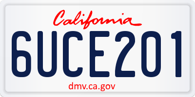 CA license plate 6UCE201