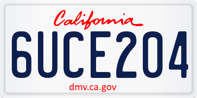 CA license plate 6UCE204