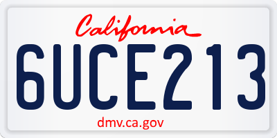 CA license plate 6UCE213