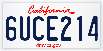 CA license plate 6UCE214