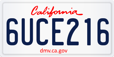 CA license plate 6UCE216