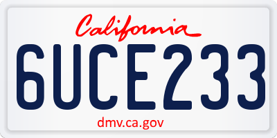 CA license plate 6UCE233