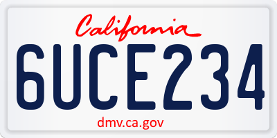 CA license plate 6UCE234