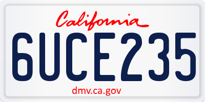 CA license plate 6UCE235