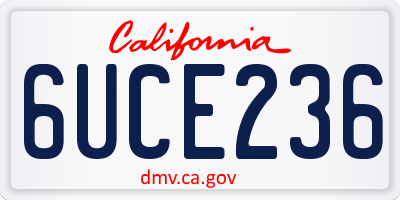 CA license plate 6UCE236