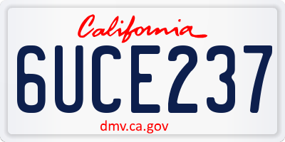 CA license plate 6UCE237
