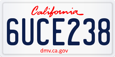 CA license plate 6UCE238