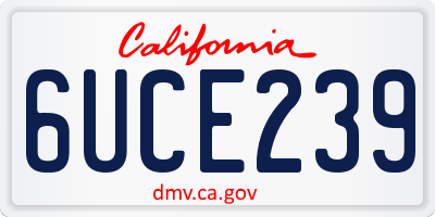 CA license plate 6UCE239