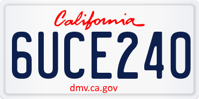 CA license plate 6UCE240