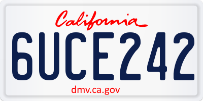 CA license plate 6UCE242