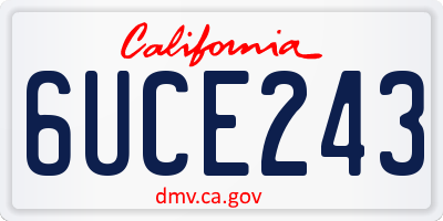 CA license plate 6UCE243
