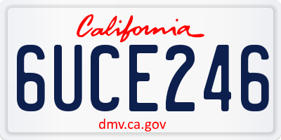 CA license plate 6UCE246