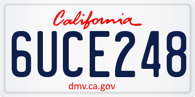 CA license plate 6UCE248