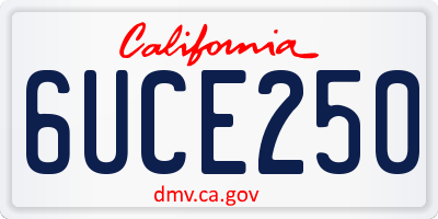 CA license plate 6UCE250