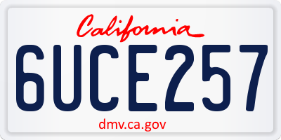 CA license plate 6UCE257