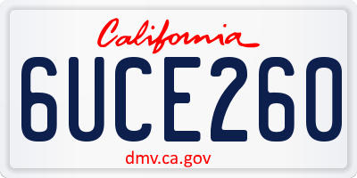CA license plate 6UCE260