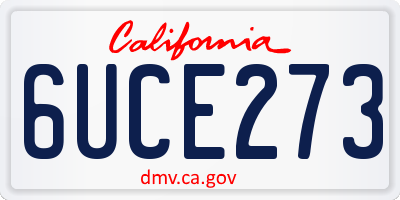 CA license plate 6UCE273