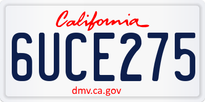 CA license plate 6UCE275