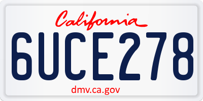 CA license plate 6UCE278