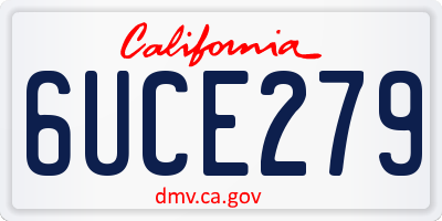 CA license plate 6UCE279