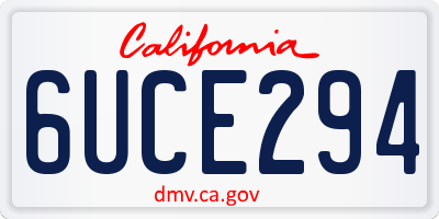CA license plate 6UCE294