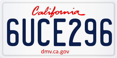 CA license plate 6UCE296