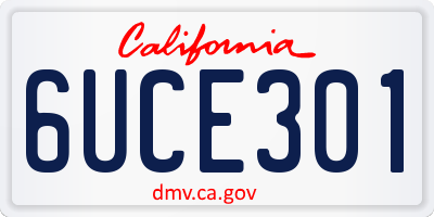 CA license plate 6UCE301
