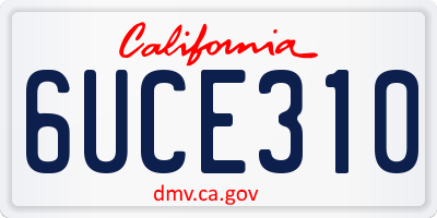 CA license plate 6UCE310