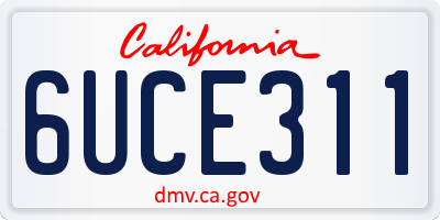 CA license plate 6UCE311