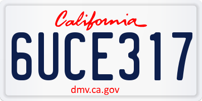 CA license plate 6UCE317