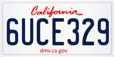 CA license plate 6UCE329