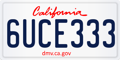 CA license plate 6UCE333