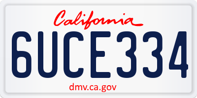 CA license plate 6UCE334