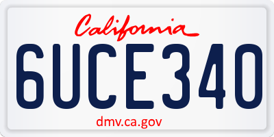 CA license plate 6UCE340