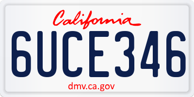 CA license plate 6UCE346