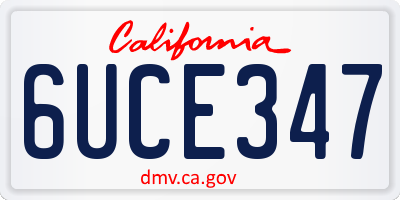 CA license plate 6UCE347