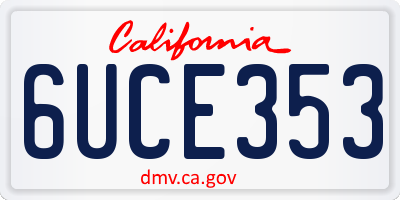 CA license plate 6UCE353
