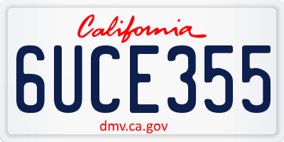 CA license plate 6UCE355