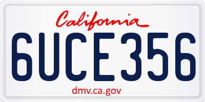 CA license plate 6UCE356