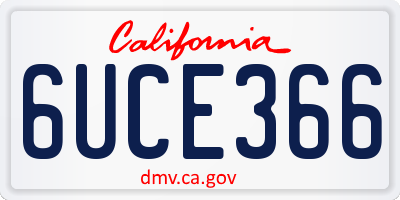 CA license plate 6UCE366