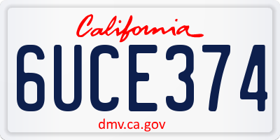 CA license plate 6UCE374
