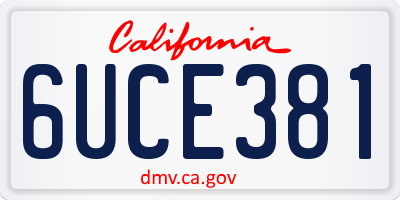 CA license plate 6UCE381
