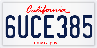 CA license plate 6UCE385