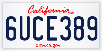 CA license plate 6UCE389