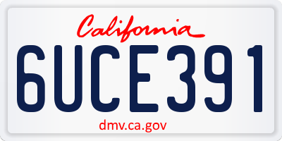 CA license plate 6UCE391