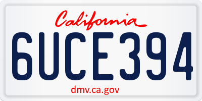 CA license plate 6UCE394