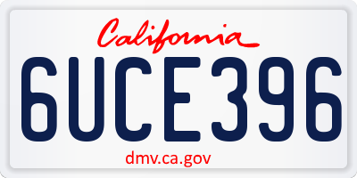 CA license plate 6UCE396
