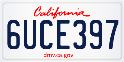 CA license plate 6UCE397