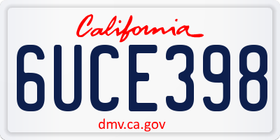 CA license plate 6UCE398