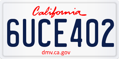 CA license plate 6UCE402